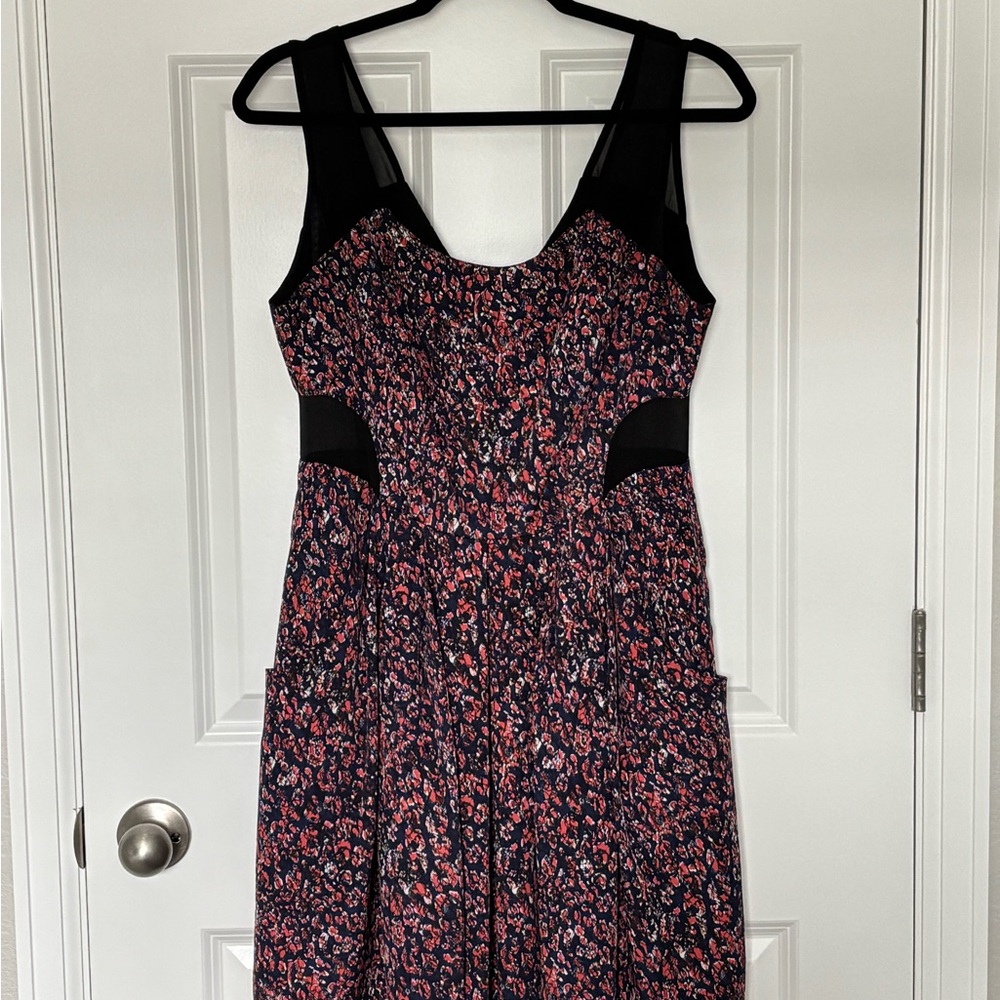 BCBGeneration Navy and Orange Floral Mini Dress
